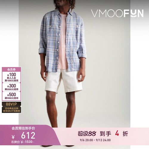 【折扣】Officine Generale春男简约平纹布短袖打底衫T恤