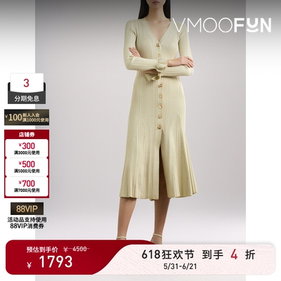 【618狂欢】Self-Portrait 春夏女金属感罗纹针织长袖连衣裙