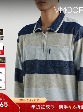 【折扣】YMC 秋季男宽松条纹半拉链上衣