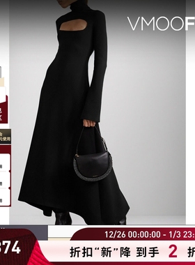 【折扣】A.W.A.K.E. MODE 女挖剪弹力小黑裙连衣裙