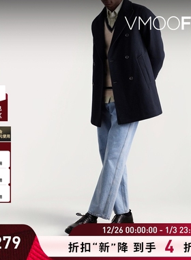 【折扣】Oliver Spencer 男秋冬双排扣绵羊毛混纺毛毡外套