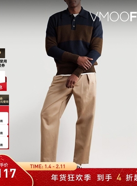 【折扣】Oliver Spencer 秋冬男条纹罗纹绵羊毛 Polo 衫