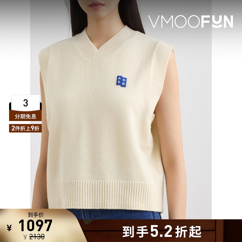 【折扣】Ader Error 秋冬女刺绣绵羊毛棉质混纺背心