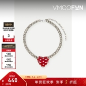 新年礼物 Alessandra Rich 心形搪瓷吊饰金属项圈式 项链