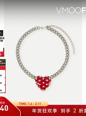 【新年礼物】Alessandra Rich 心形搪瓷吊饰金属项圈式项链