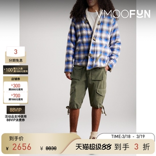 GREG LAUREN 春夏男经典复古锥形棉质工装短裤