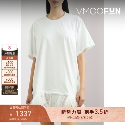 【折扣】Marques' Almeida 春夏女士羽毛边饰棉质迷你连衣裙