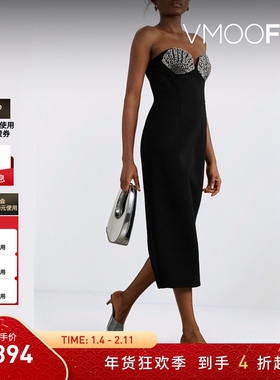 【折扣】Rebecca Vallance女士抹胸绉纱中长连衣裙