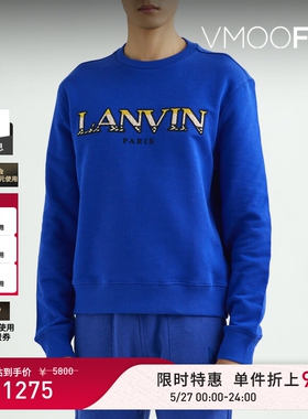 【限时折上9折】Lanvin 秋冬男女同款蓝色刺绣棉质印花圆领卫衣