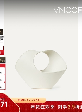 【新年礼物】Neous 女简约雕塑感迷你白色皮革手提包