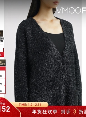【折扣】Bella Freud 秋冬女慵懒风金属感针织开襟衫毛衣外套