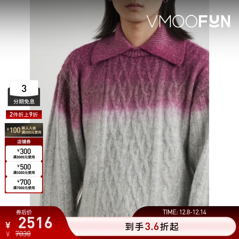 【折扣再降】Ader Error 早春男双色绞花针织混纺毛衣