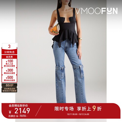 【D11限时折上9折】COPERNI 夏季女拼接中腰直筒牛仔裤