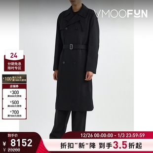 Sander Jil 男大廓形双排扣绵华达呢大衣 折扣再降