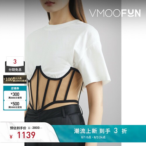 RtA 春夏女拼接绢网棉质平纹布短款上衣