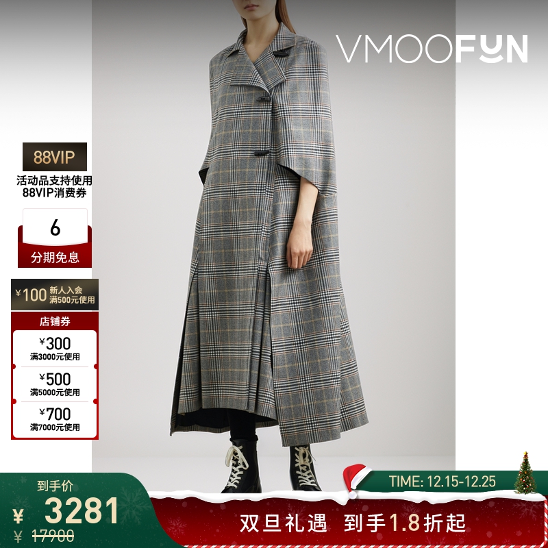 【折扣再降】ROLAND MOURET（服饰）女士格纹羊绒混纺斗篷式外套