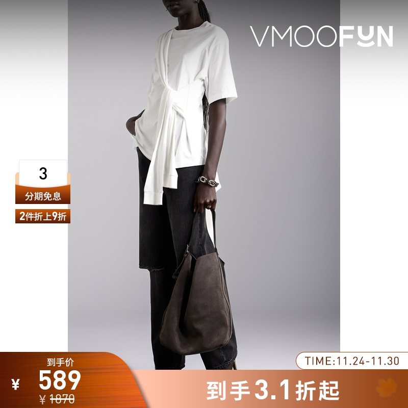 【折扣】Tibi 夏季女系带细节棉质平纹布T恤