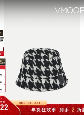 【折扣】Ader Error 冬女千鸟格羊毛混纺渔夫帽