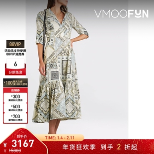 【折扣】Etro 女设计感佩斯利涡纹印花棉质中长连衣裙