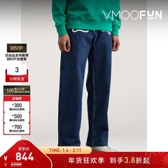 【折扣】ICECREAM 男直筒刺绣印花牛仔裤