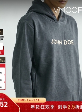 【折扣】ANB SPECIAL 男士仿旧印花棉质平纹布帽衫