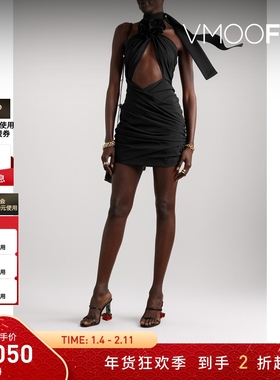 【折扣】Magda Butrym 女真丝混纺挂脖连衣裙礼服裙