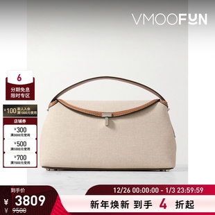 TOTEME女士皮革边饰棉质帆布单肩包 新年礼物