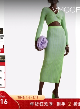 【折扣】ANNA QUAN女罗纹棉质混纺短款多巴胺上衣打底衫