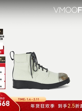 【折扣】OBJECTS IV LIFE 男仿旧棉麻混纺帆布踝靴