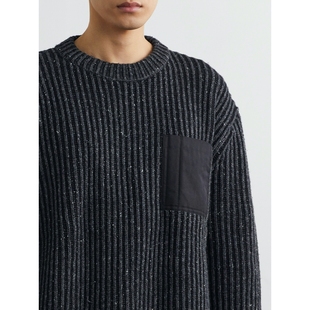 【折扣】HOPE 男女同款宽松罗纹针织绵羊毛混纺毛衣