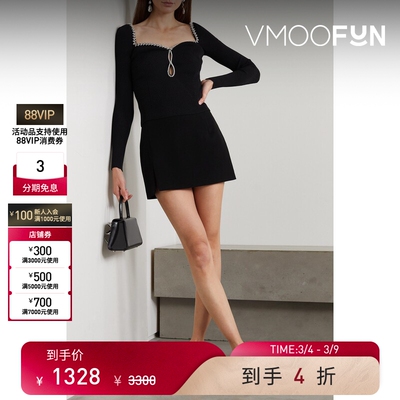 【38焕新周】Self-Portrait 女士秋冬水晶缀饰挖剪罗纹针织上衣