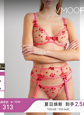 Agent Provocateur 春夏女芭比粉刺绣绢网吊袜腰带