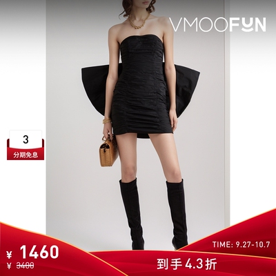 【折扣】Rotate 女蝴蝶结连衣裙宴会小黑裙