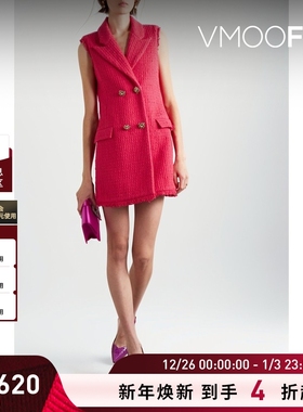 【折扣】Oscar de la Renta女红色纽扣羊毛礼服裙连衣裙