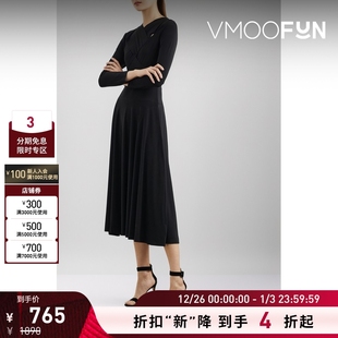 款 经典 Norma Kamali 连衣裙 女挖剪弹力小黑裙长袖 折扣再降