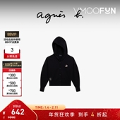 b.刺绣连帽开襟毛衣休闲百搭开衫 b.秋冬女SPORT 折扣 agnès