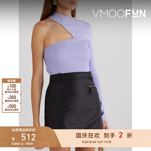 【折扣】GAUGE81女单肩罗纹针织上衣