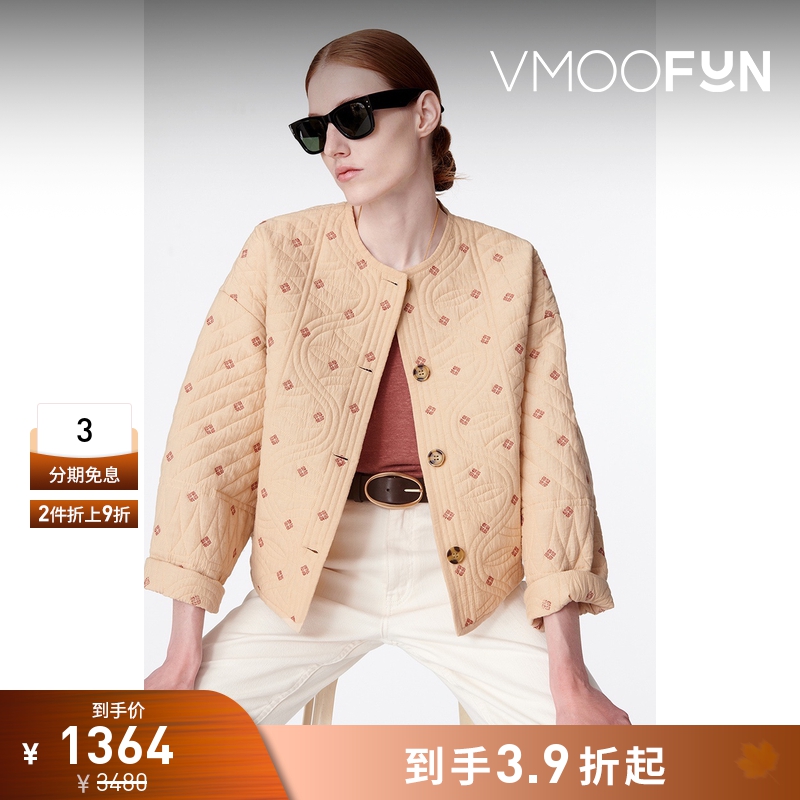 【折扣】Vanessa Bruno 女刺绣棉质混纺夹克棉服外套