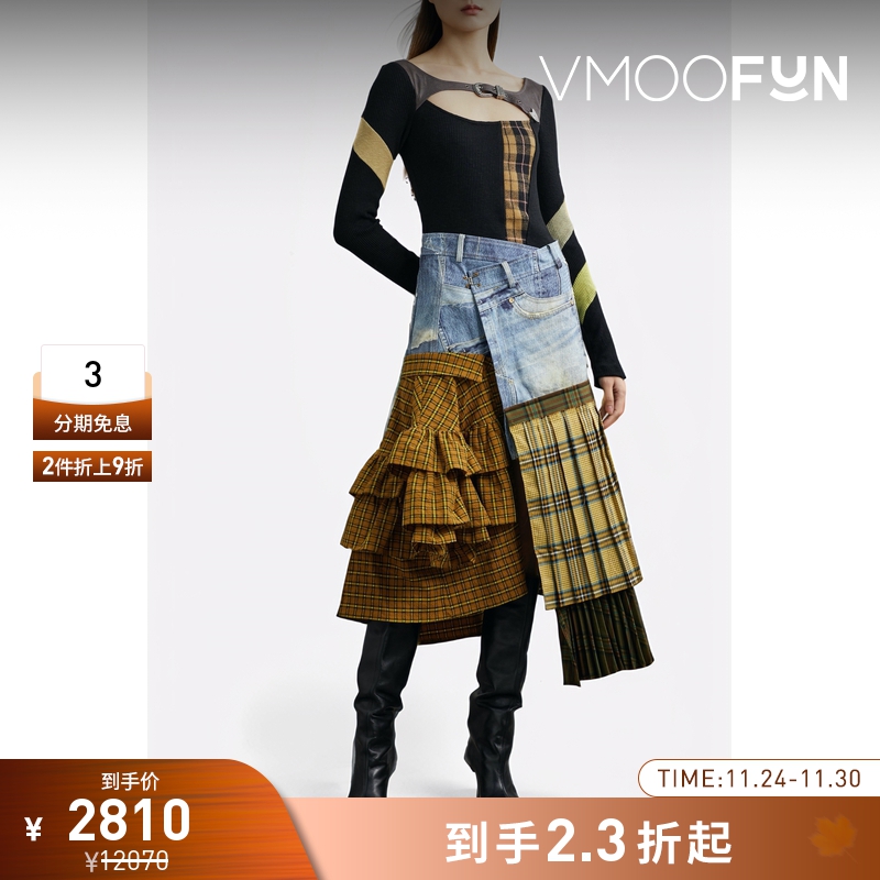 【折扣】Andersson Bell女士解构牛仔布拼接长袖棉质连衣裙