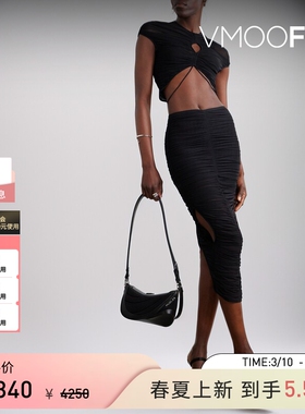 Mugler女士褶饰弹力绢网短款上衣