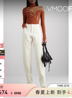 Mugler 早春女弹力平纹布绢网连体衣