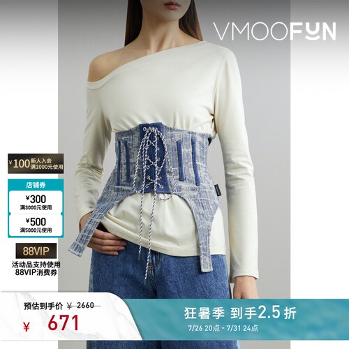 Andersson Bell 春夏女牛仔布拼接棉质混纺上衣