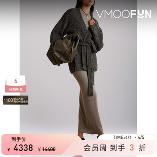 秋冬女配腰带格纹开襟衫 针织衫 Manoogian Lauren 季 末折扣