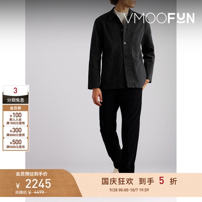 【早秋特惠】Officine Generale 男秋冬黑色休闲衬衫式夹克外套