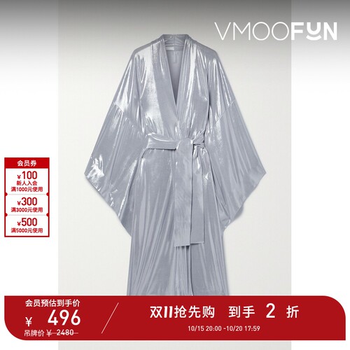 【D11抢先购】Norma Kamali 女金属感弹力金属丝面料沙滩袍