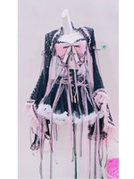 GR Original Gothy-style strapless long-sleeved lace tassel short skirt performance dress, female Halloween Gothic black, white and pink thumbnail 5