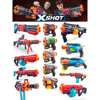德国ZURU儿童男孩玩具软弹枪Xshot发射器冲锋转轮大容量加特林连