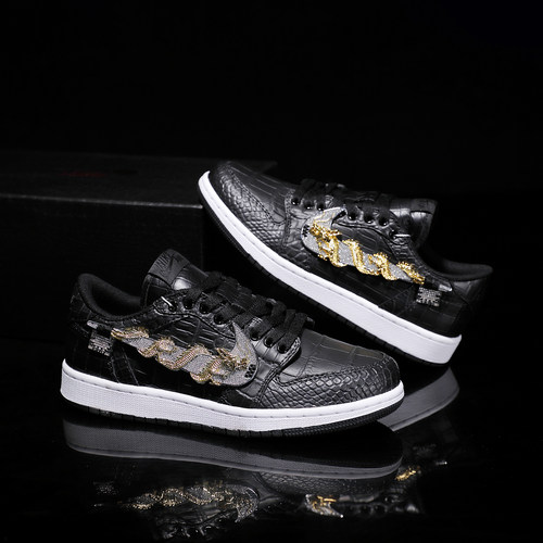 【定制球鞋】Air Jordan1国风新款黑武士鳄鱼皮超高性价比潮鞋