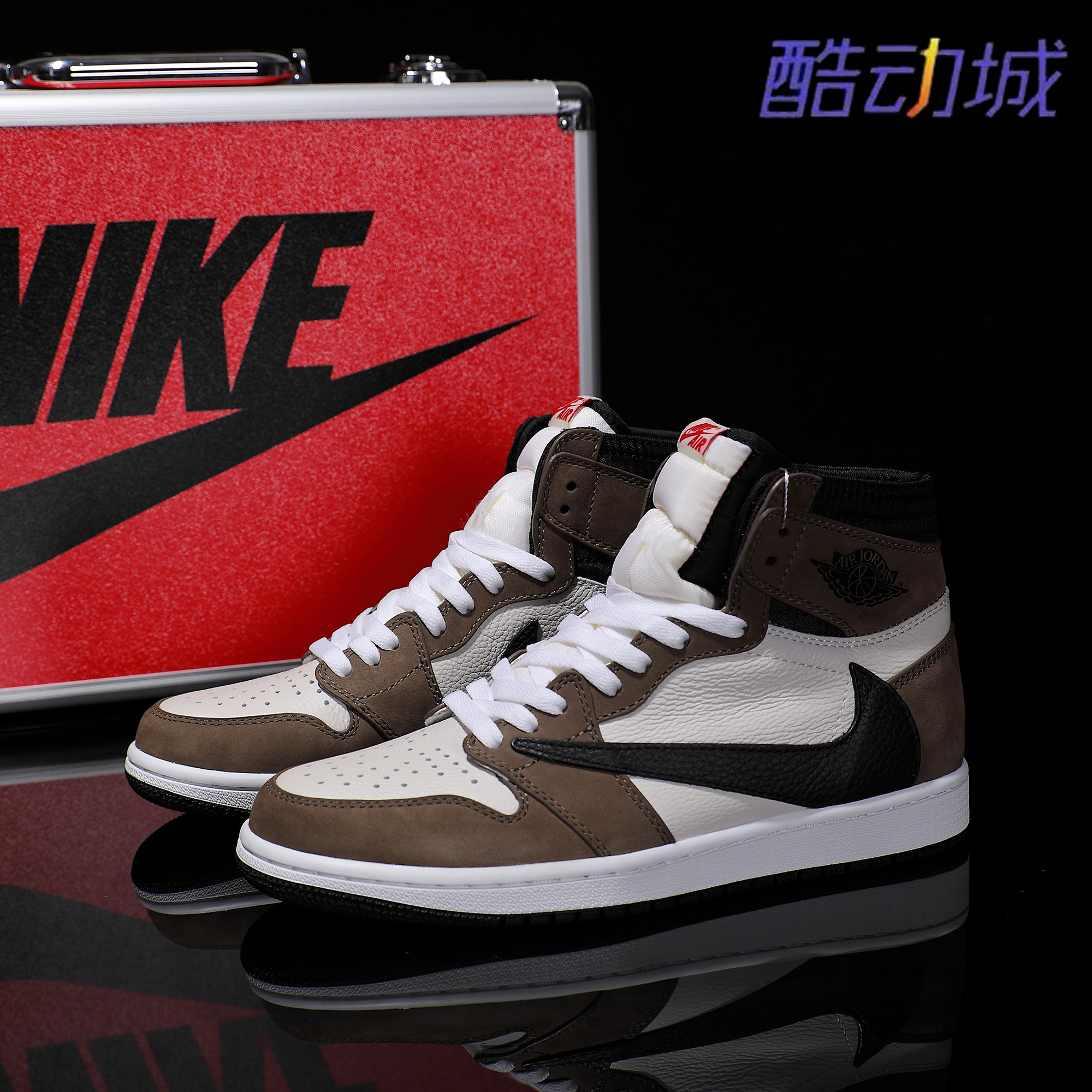 Nike耐克 【定制球鞋】Air Jordan1卡其色高帮头层牛皮情侣款潮鞋