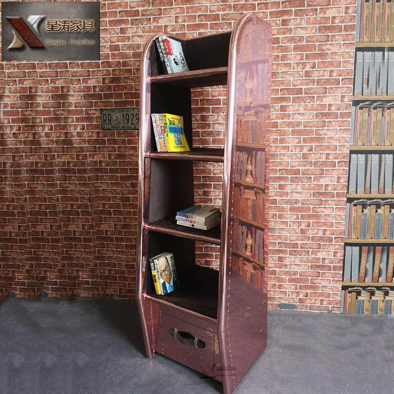 个性铝皮铆钉金属书柜工业风复古展示架办公室杂志架落地文件架,住宅家具,书架,淘宝优惠券,粉丝福利购,淘宝优惠卷